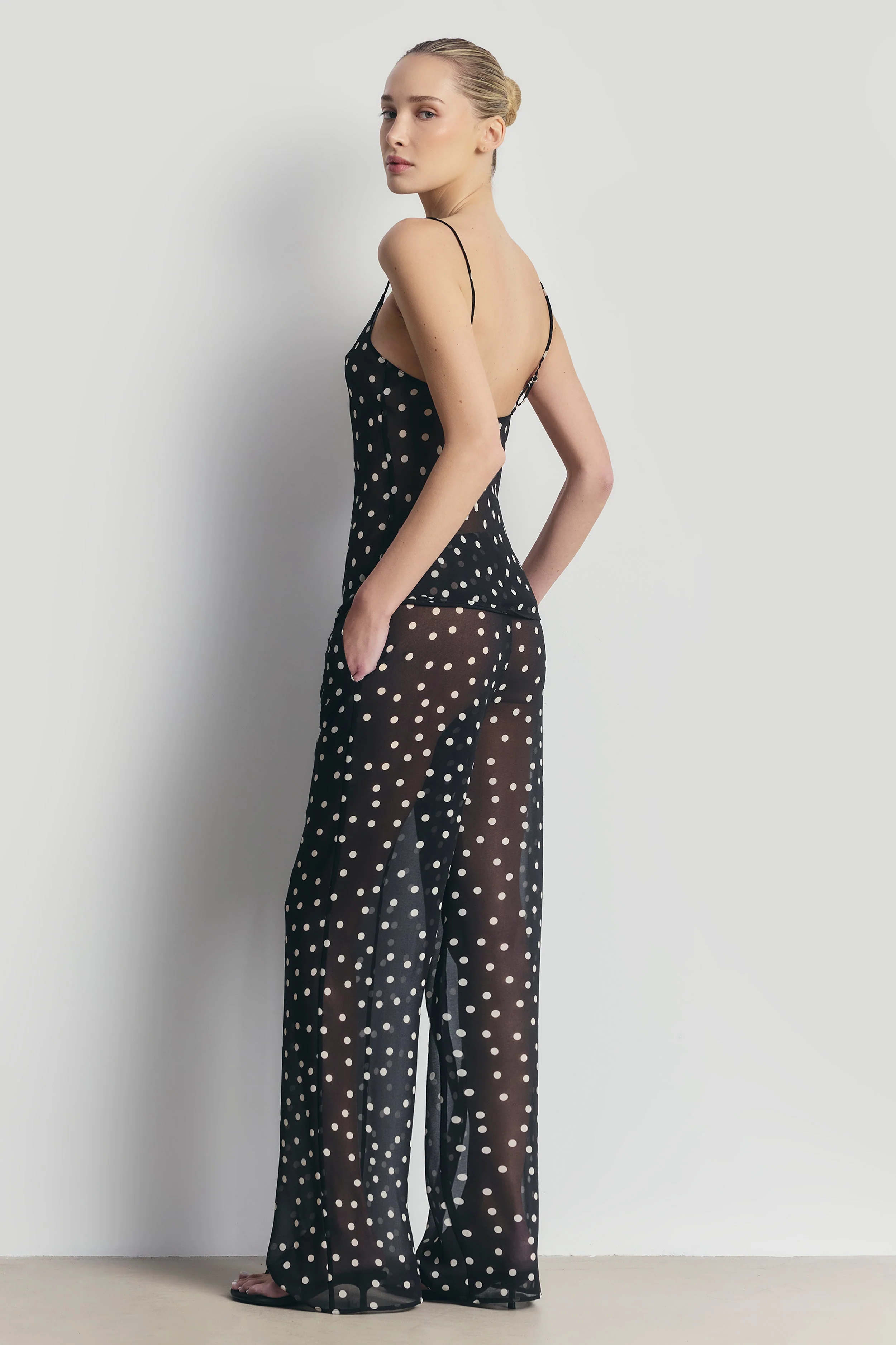 Chiffon Relaxed Wide Leg Trousers - Maxi Polka Dot - Image 2