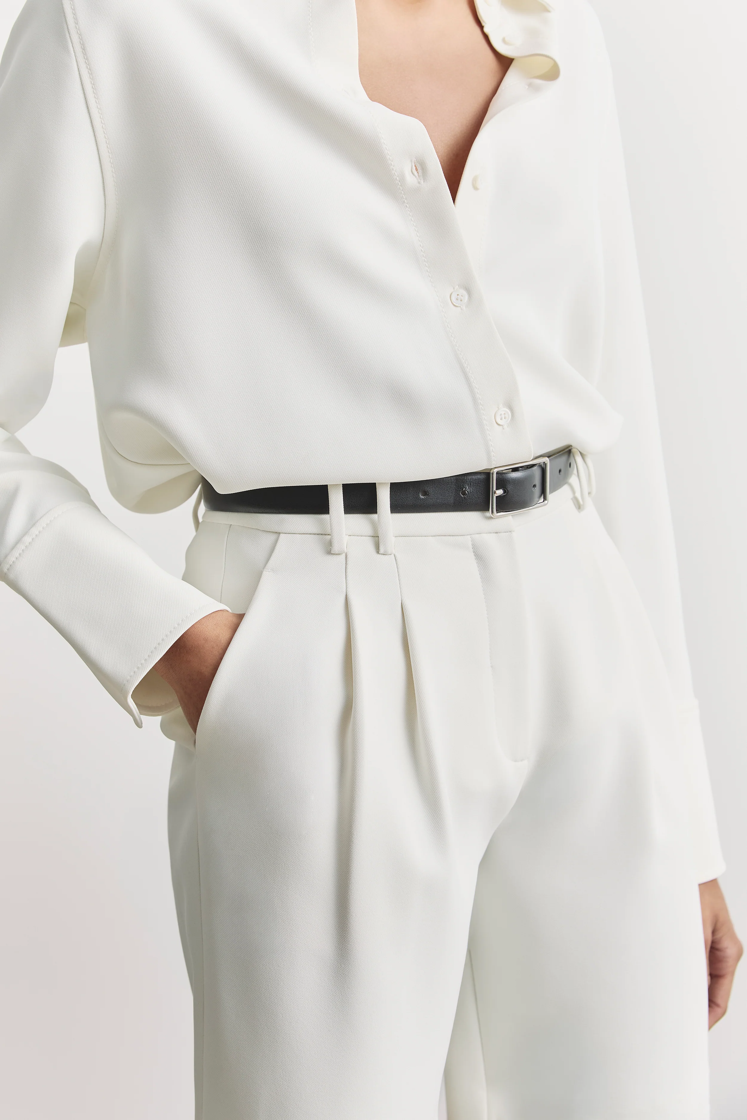 Effortless Pleated Longline Shorts - White - Image 7