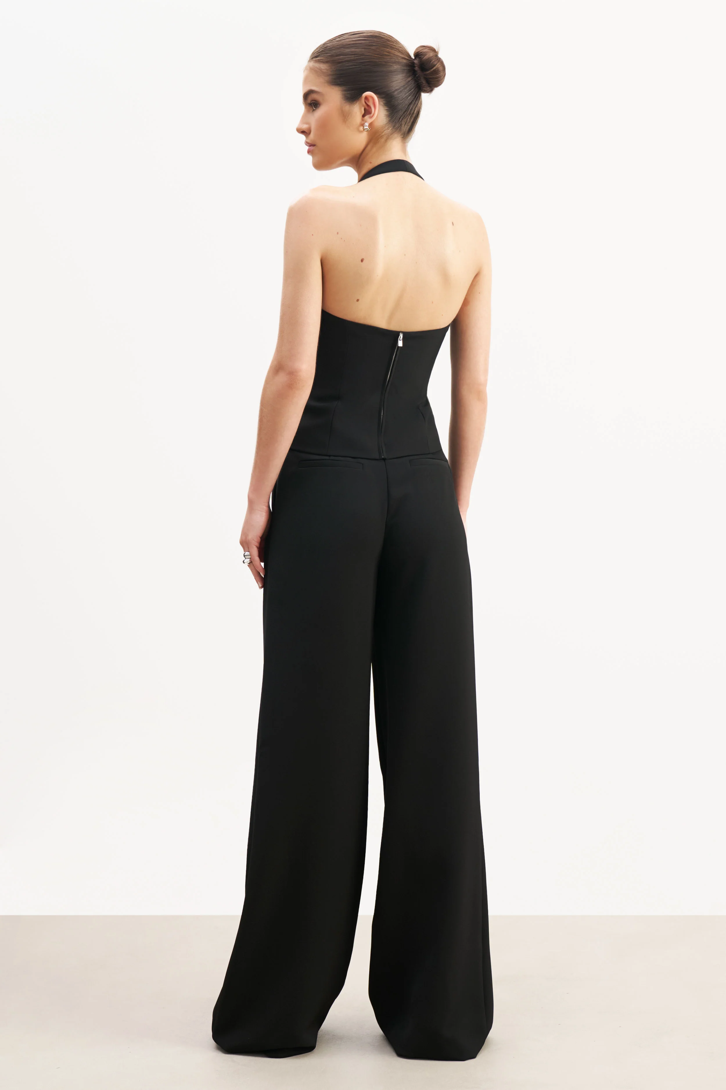 Effortless Tailored Halter Bodice Top - Black - Image 4