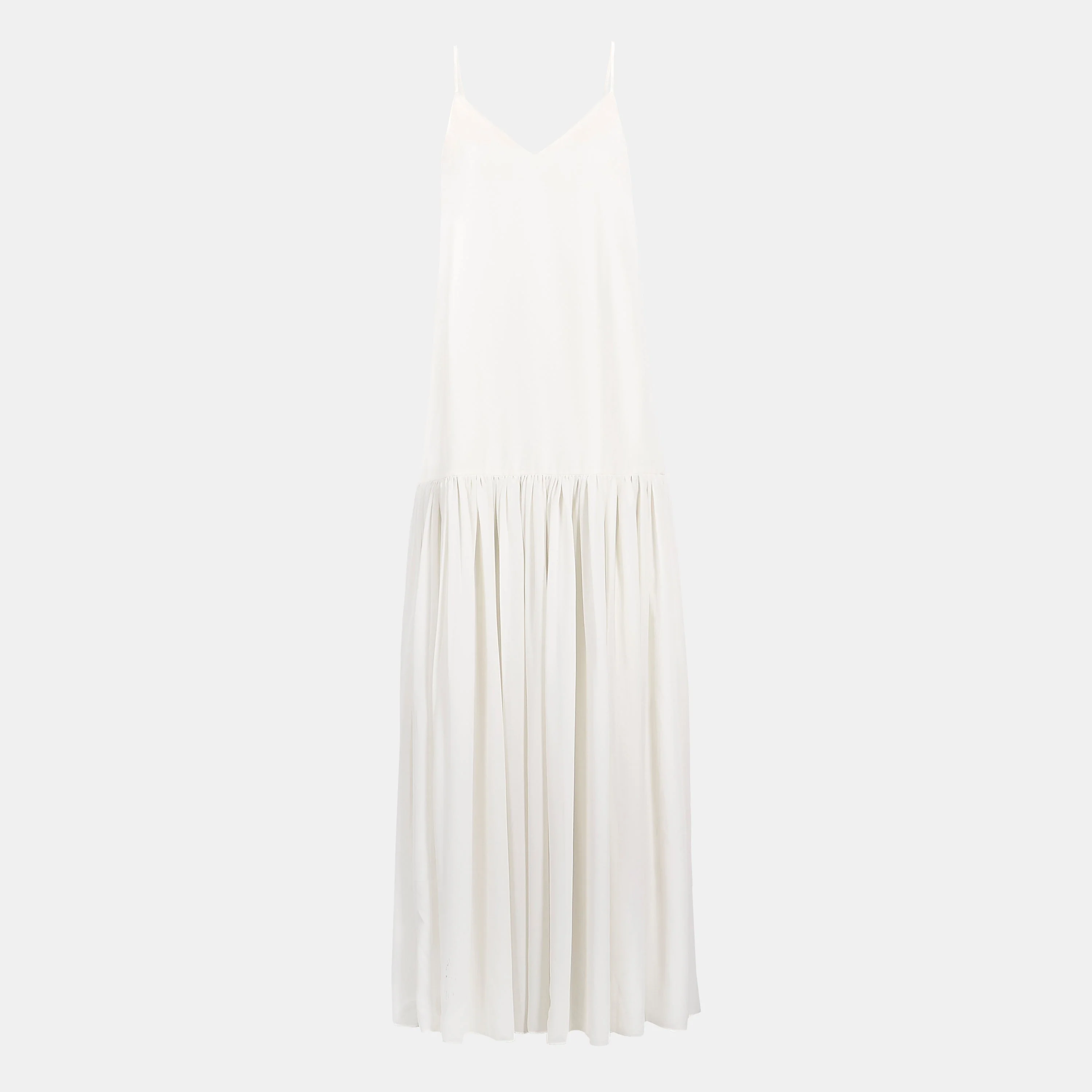 Flowing Dropped Waist Maxi Dress - Cream - Image 9