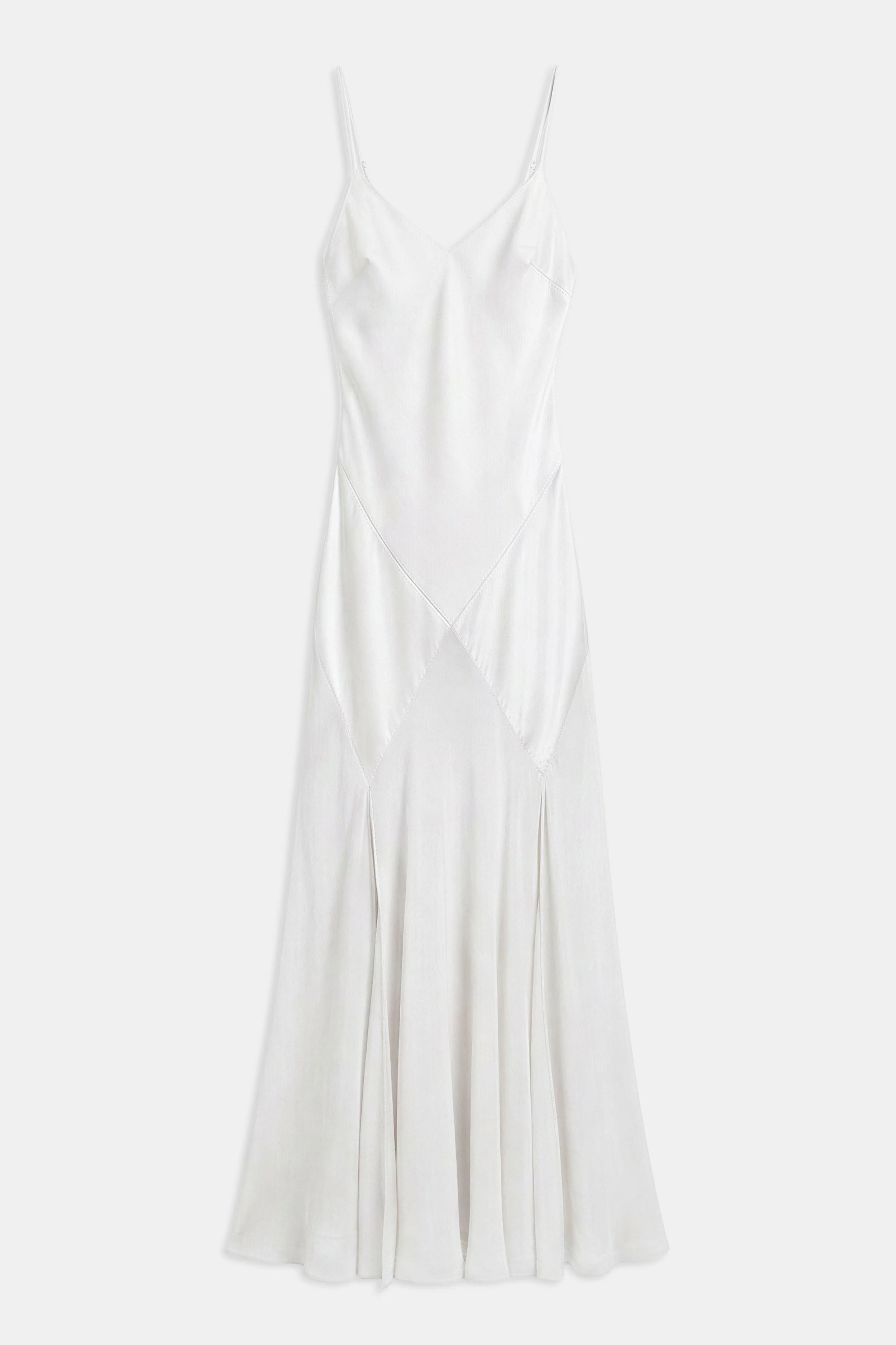 Plunging Satin Handkerchief Hem Gown - White - Image 8