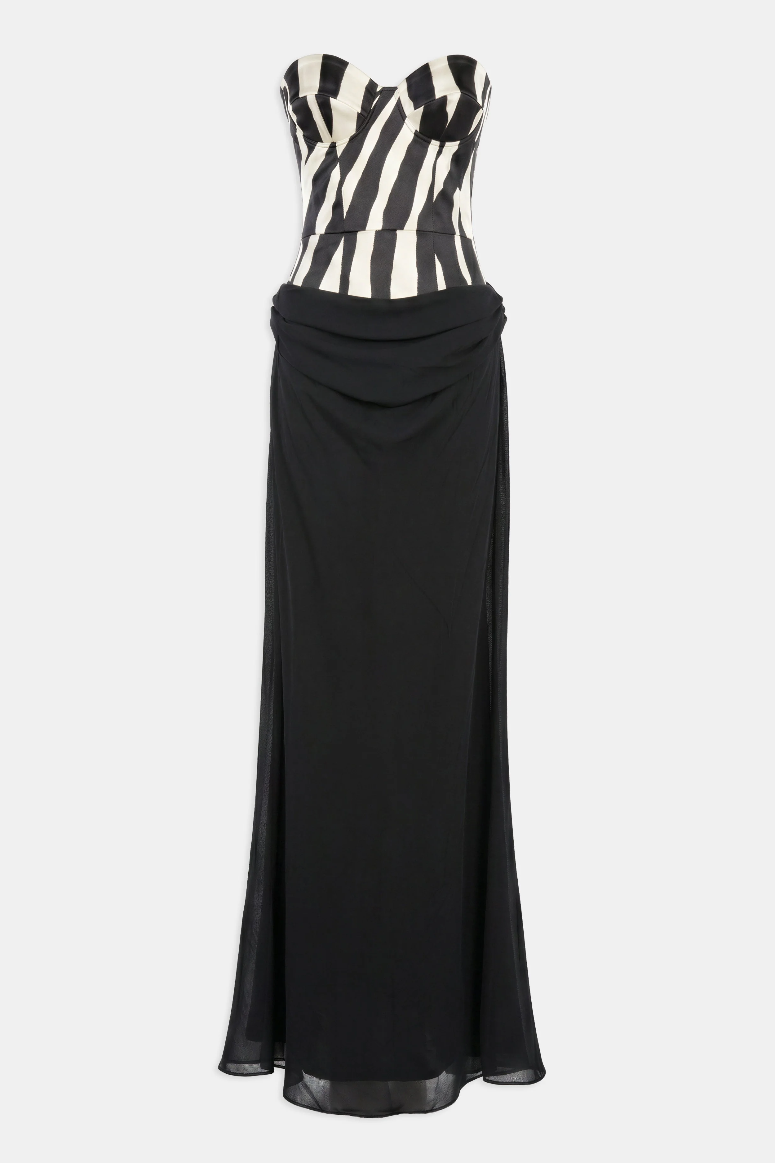 Satin Corset Gown With Draped Hip - Abstract Zebra - Image 12