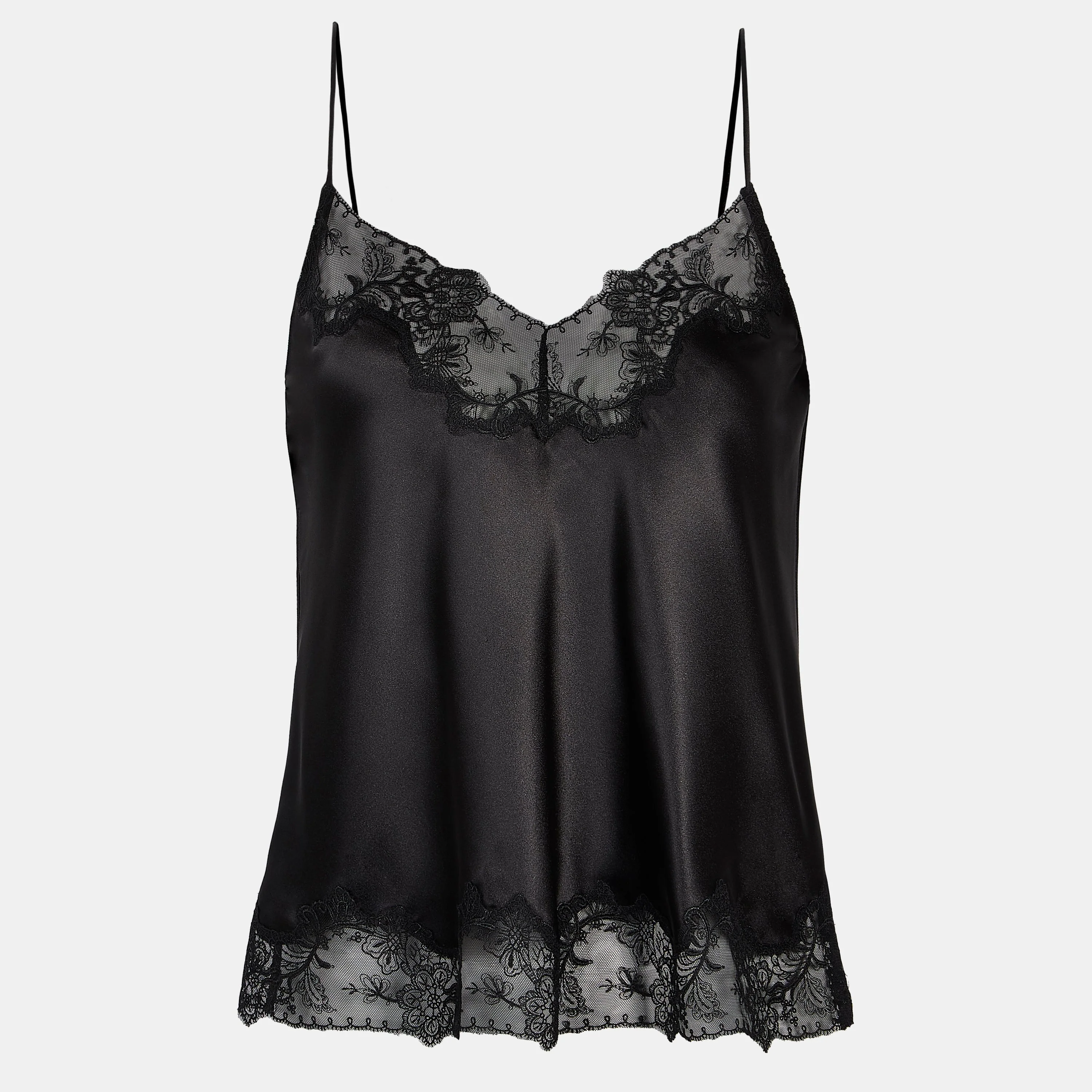 Satin Lace Detail Camisole - Black - Image 8