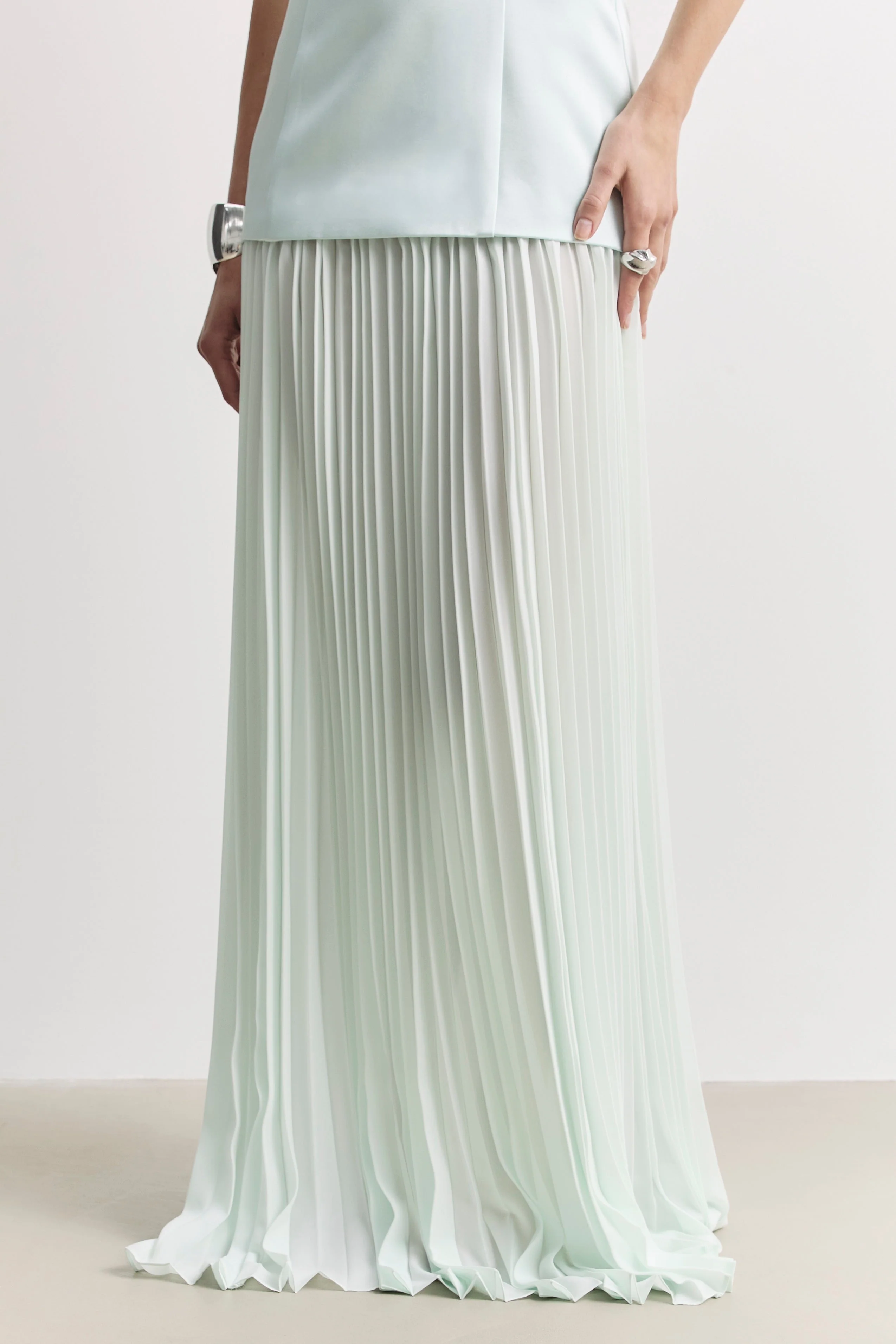 Satin Structured Bodice Gown - Mint - Image 5