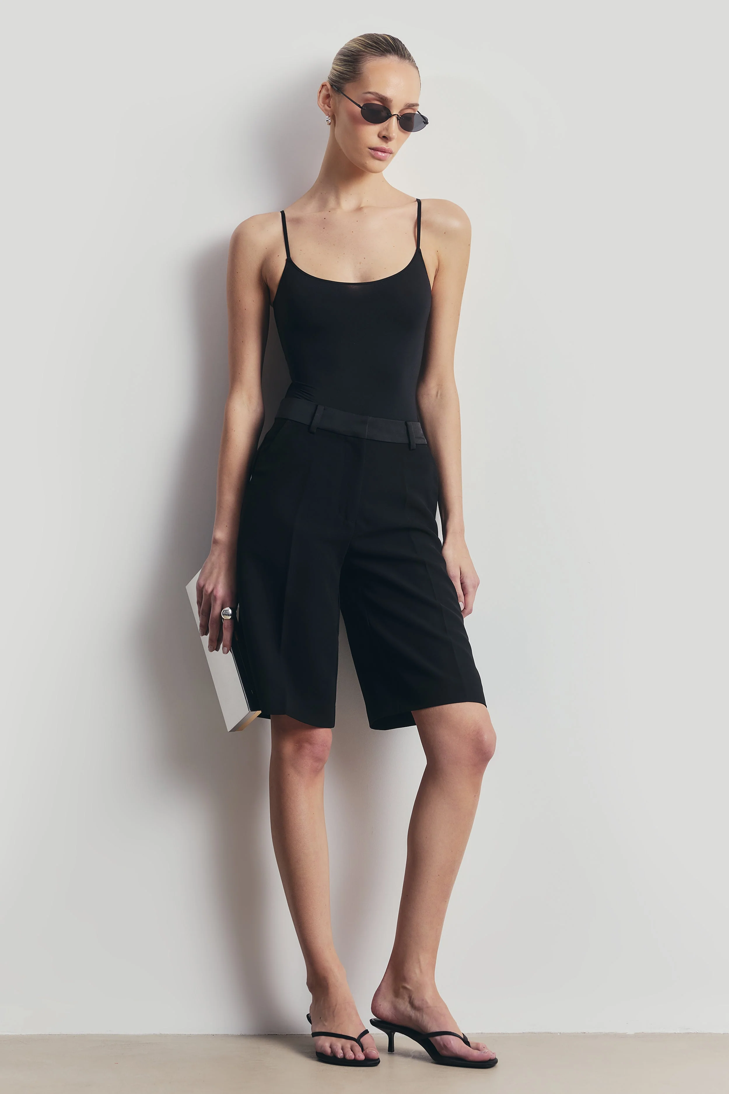 Semi Sheer Camisole Bodysuit - Black - Image 2