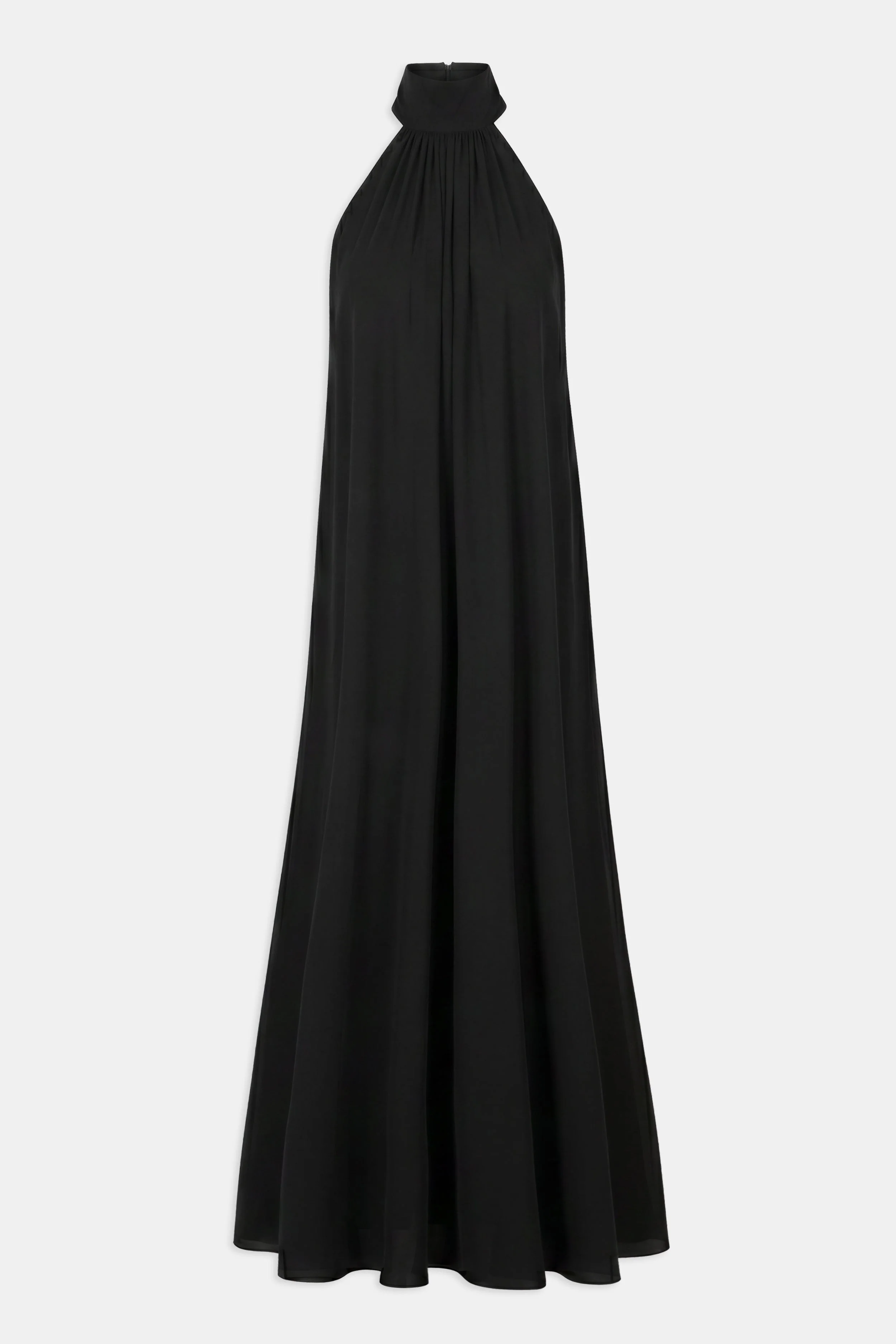 Sheer Chiffon High Neck Volume Maxi Dress - Black - Image 6
