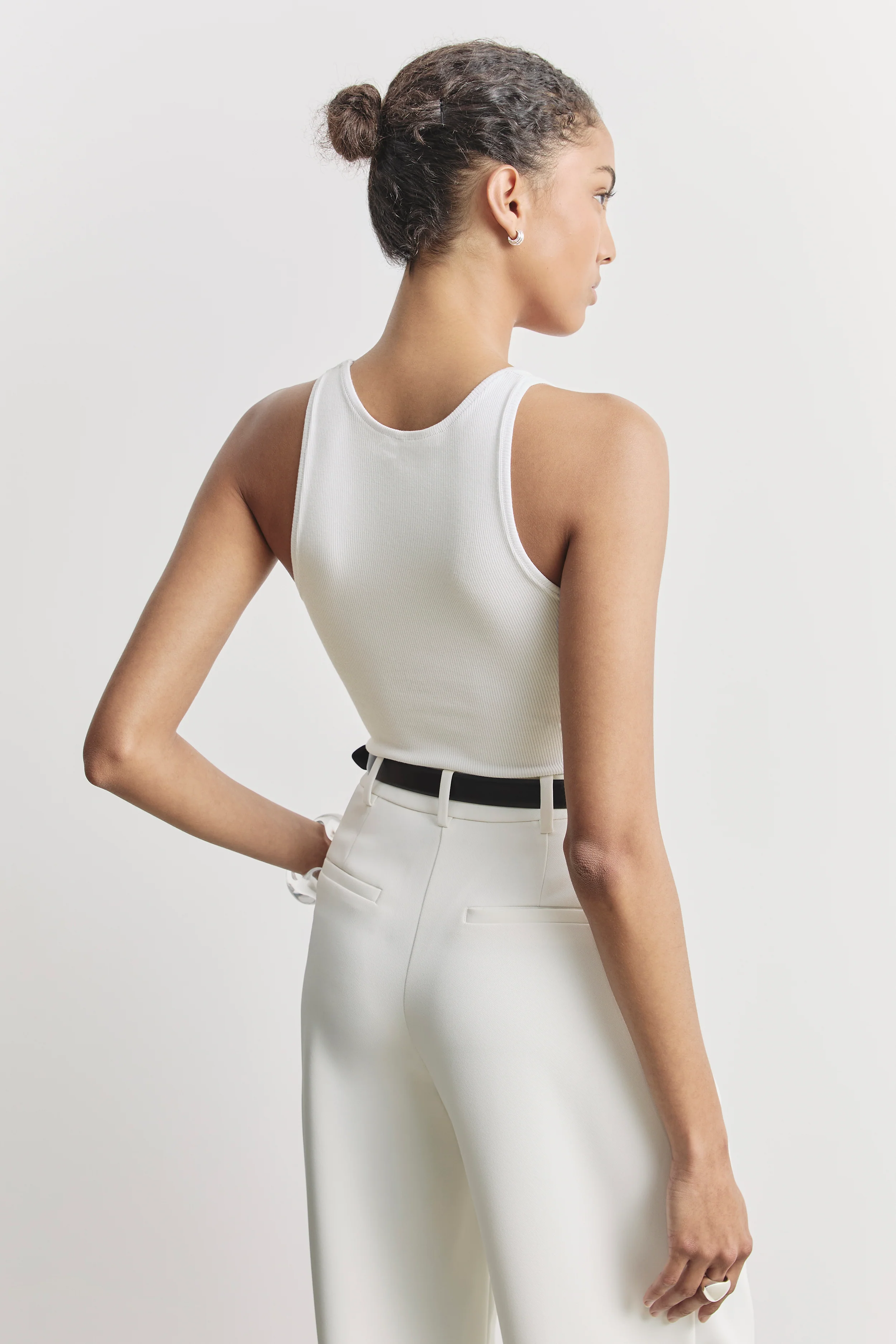 Soft Ribbed Tank Top - White - Image 3