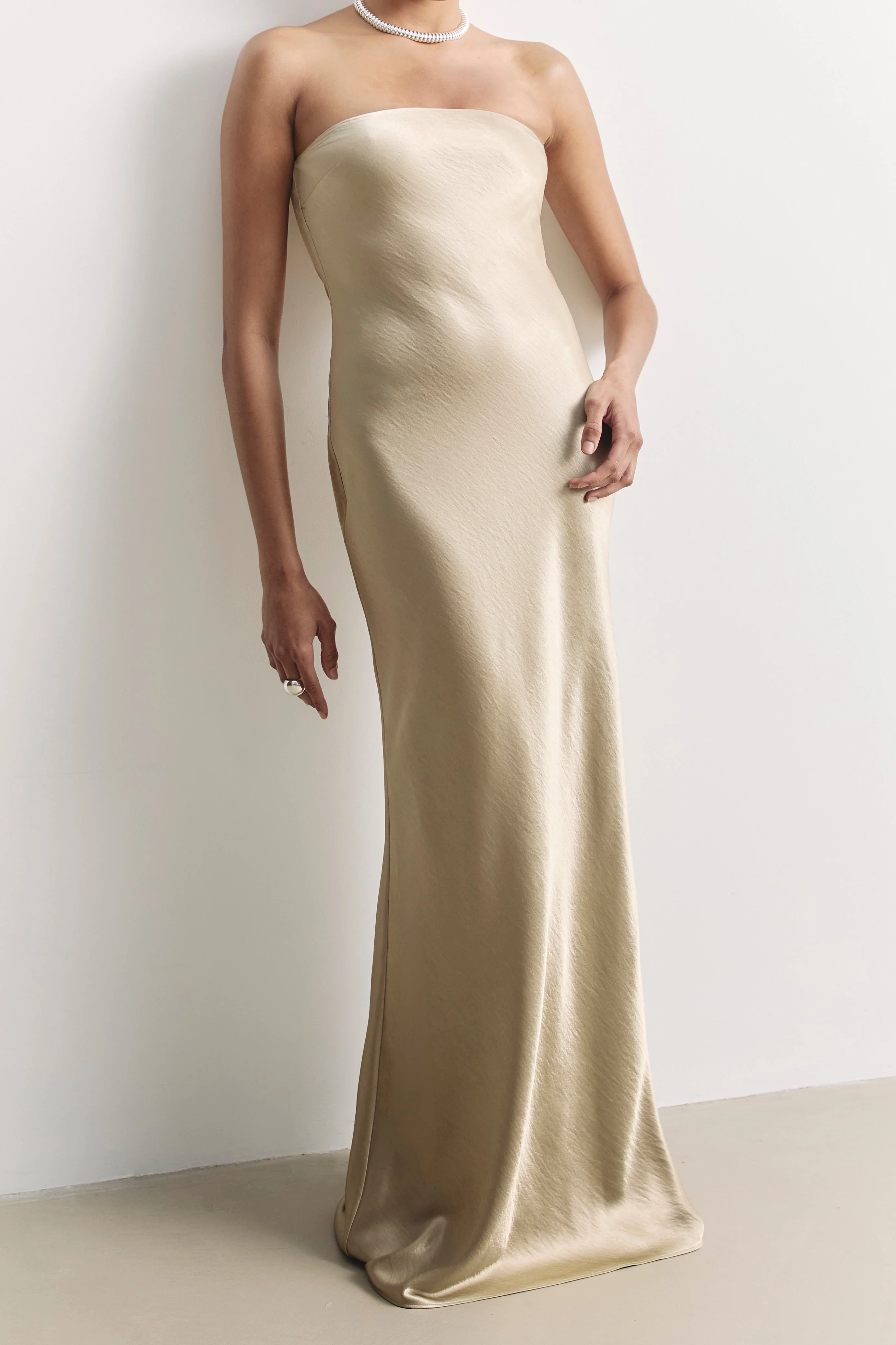 Strapless Maxi Dress - Bronze - Image 5