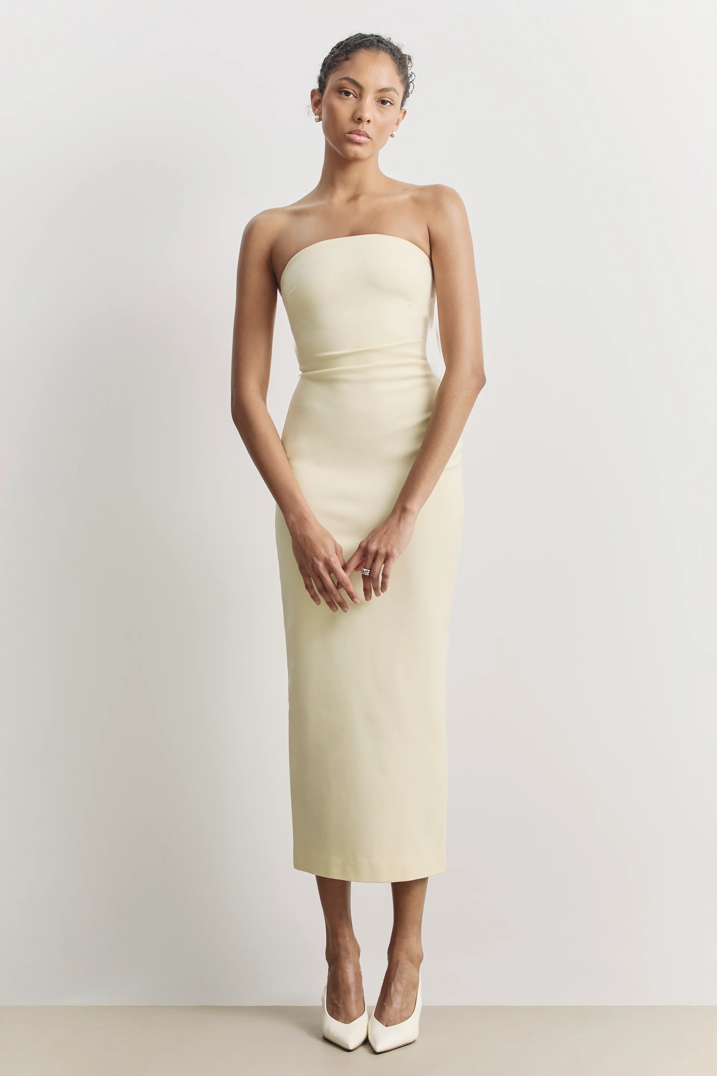 Strapless Ruched Midaxi Dress - Buttermilk - Image 7